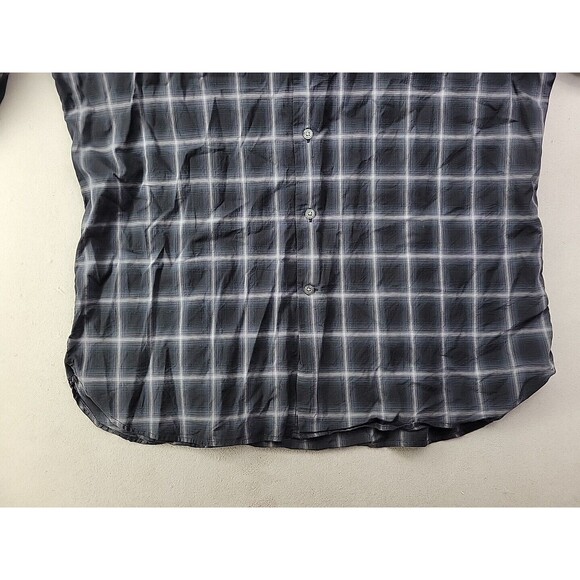 John Varvatos U.S.A Men XL Black Plaid Casual Button Down Shirt Lightweight LS - Picture 4 of 10